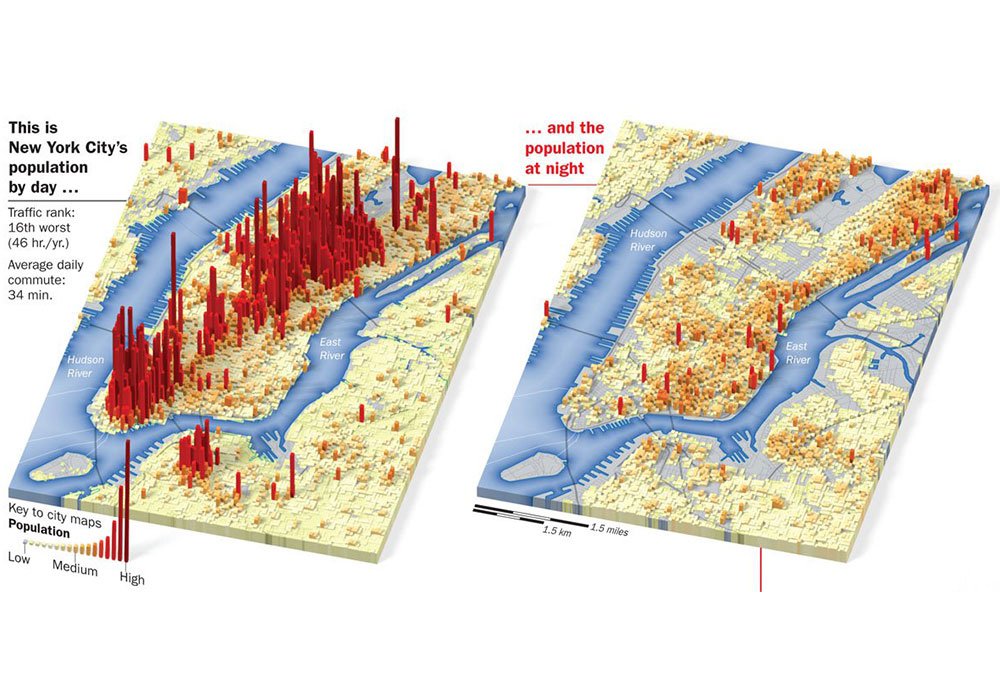 Day & Night A SidebySide Glance at NYC Population Density The