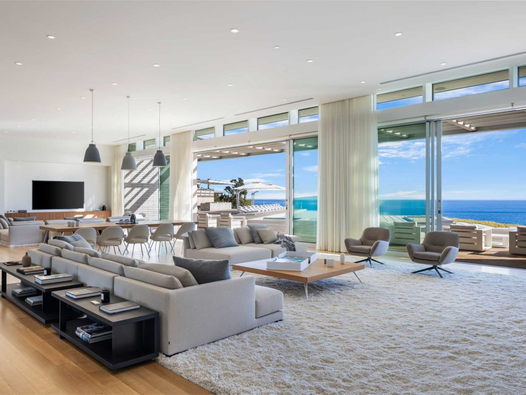 Ocean views abound from the open-plan living and family rooms. 