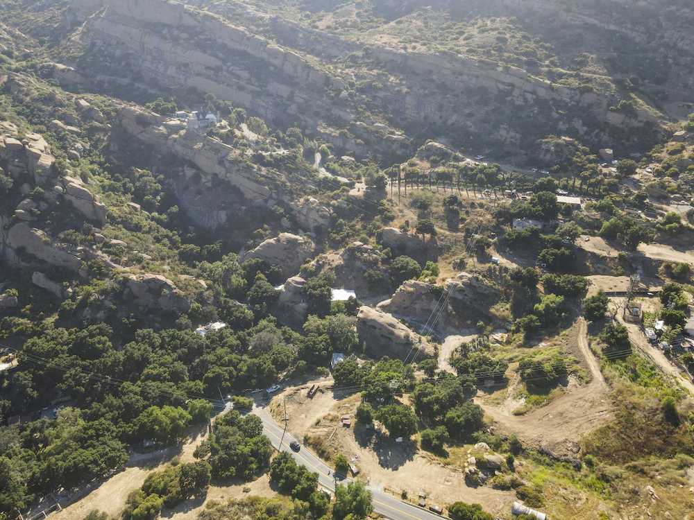 Aerial shot of land offering in Ventura County.