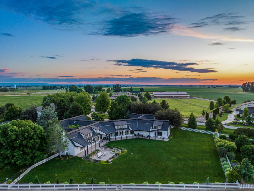 This fully equipped equestrian property spans more than 15 acres and presents sweeping views of the Boise Front plus a six-stall barn, tack room, riding arena and RV storage or shop.